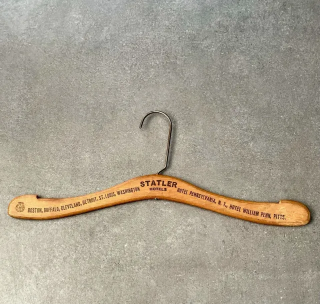 Vintage Wooden Clothes Hanger Statler Hotels - Goodform Hanger Advertising