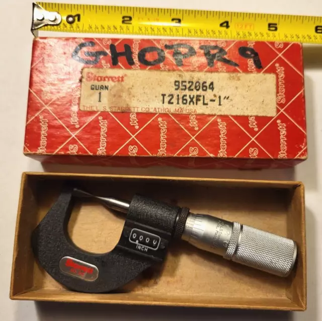 Starrett No. 216 Micrometer Starrett T216xFL-1" Micrometer in Original Box