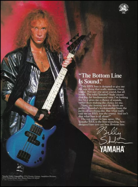 Bass　BILLY　print　£4.28　SHEEHAN　advertisement　1988　UK　Series　Yamaha　RBX　PicClick　guitar　ad