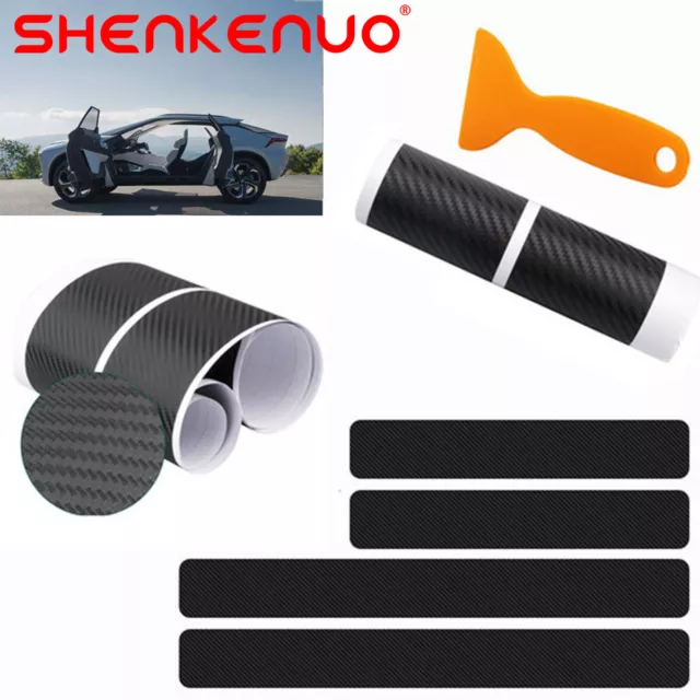 4x Carbon Fiber Car Door Plate Sill Scuff Cover Anti-Scratch Sticker Accessories