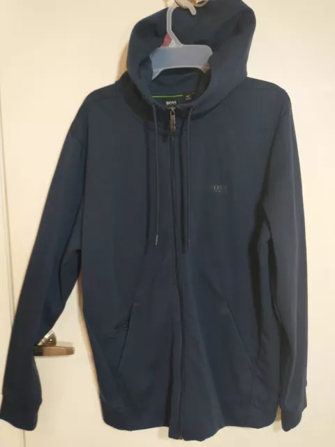 HUGO BOSS Saggy Men’s Zip-Up Hoodie Size L, Navy Color Excellent Condition