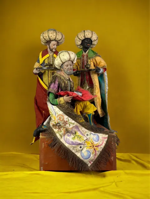 Tris Re Magos 45CM Pesebre Napolitano Arte Presepiale Escena Natividad