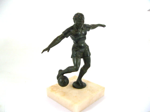 N24.41 coupe trophée football métal doré socle marbre art déco sport France