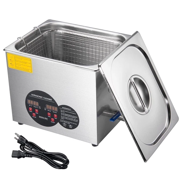 10L Stainless Steel Ultrasonic Cleaner Heater w/ Timer Bracket Jewelry Cleaning
