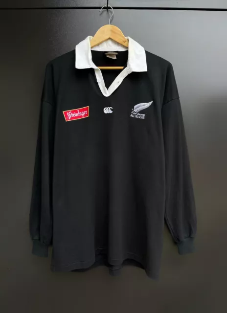 Vintage Canterbury New Zealand All Blacks Rugby Union Jersey Sz Xl Steinlager