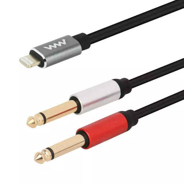 8-pin to 6.35mm Jack x 2 Audio Cable For iPhone / iPad to Amplifier Mixer 3M