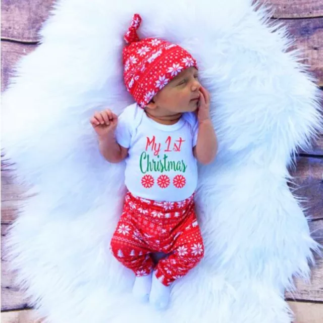 Set outfit natalizio neonato unisex cotone abbigliamento pantaloni tuta cappello
