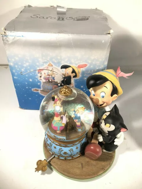 Raro Disney Pinocchio Y Figaro Magia Musical Animados Bola de Nieve Brahm