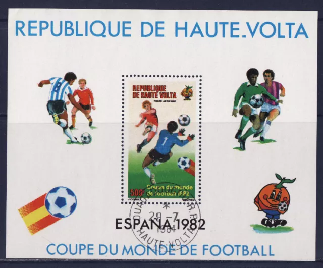 bloc  Haute Volta , coupe du monde de football 1982   oblitéré