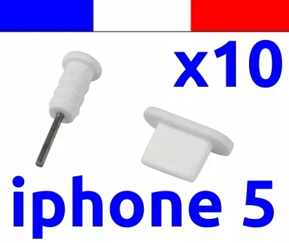 10 LOT BLANC anti-poussière cache capuchon bouchon lightning pour iphone 5 5C 5S