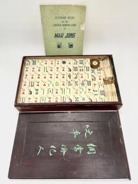 Chinese Vietnamese Mahjong Game Set 160 Large 1.5 Melamine Tile Case  Mahjongg