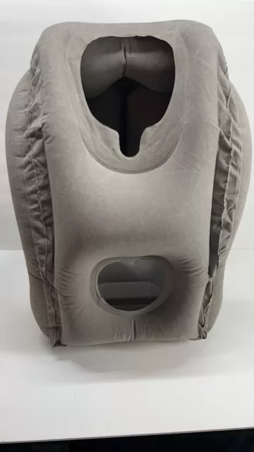 Inflatable Travel Pillow Airplane Office Nap Rest Neck Head Chin Cushion + Bag