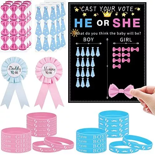 77 Pcs Gender Reveal Party Deko Geschlecht Verkünden 1 Stk Abstimmung Poster ...