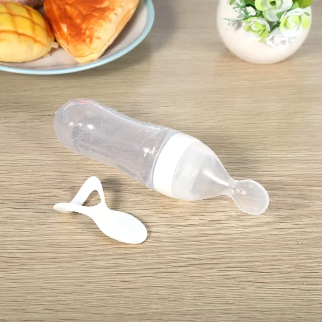 (white)BPA Baby Feeder Bottle Food Feeder Feeding Bottle With Spoon