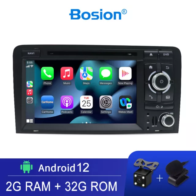 Autoradio DVD Für Audi A3 8P S3 RS3 Android 12 GPS SAT BT Carplay WiFi SWC 2+32G