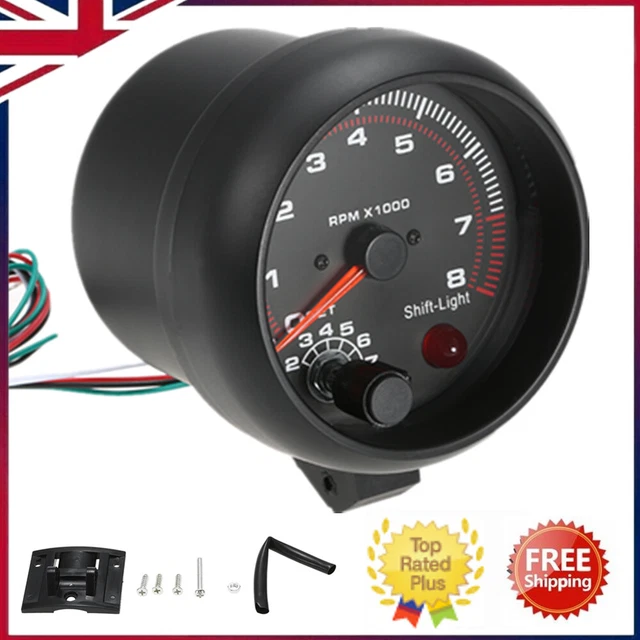3.75& 92MM CAR Tachometer Tacho Rev Counter Gauge LED Shift Light RPM