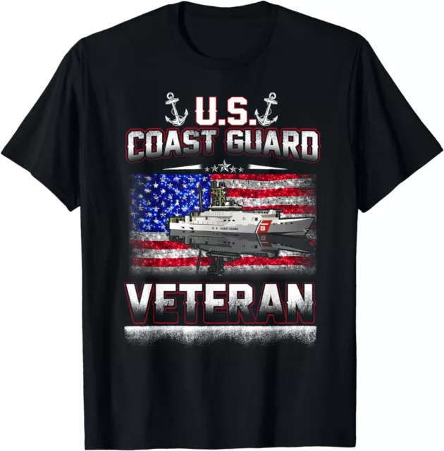 NEW LIMITED US Coast Guard Veteran USCG American Flag Gift Idea T-Shirt S-3XL