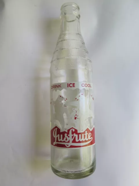 CROWN SEAL BOTTLE JUSFRUTE SOFT DRINKS THROUGHOUT AUSTRALIA c1965 9 or 10 0zs