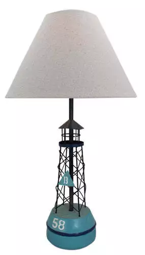 Lampe-Boje, E27, Holz/Metall, H: 53cm, Ø: 12/30cm, mit Lampenschirm