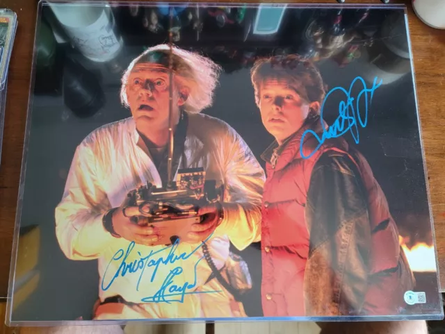 MICHAEL J. FOX & CHRISTOPHER LLOYD SIGNED 16x20 PHOTO BACK TO THE FUTURE! COA