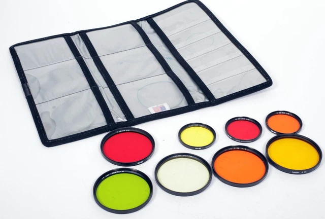 Lote de 8 filtros B+W y Heliopan MC SMC MRC 82mm y 58mm en estuche