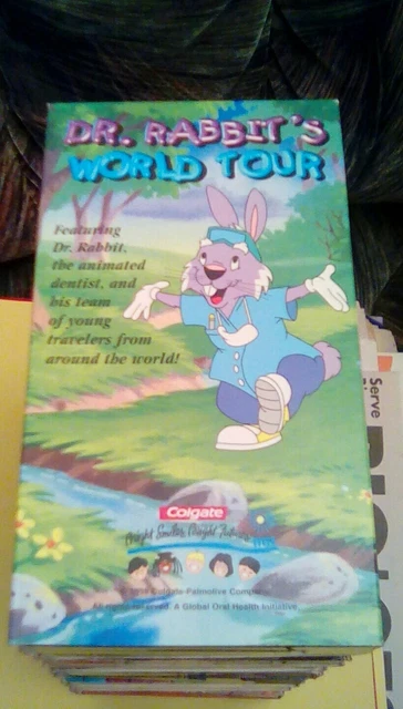 Colgate Rabbit Comics DR. RABBIT'S WORLD Tour VHS cartoon dentist Colgate brushing flossing ...