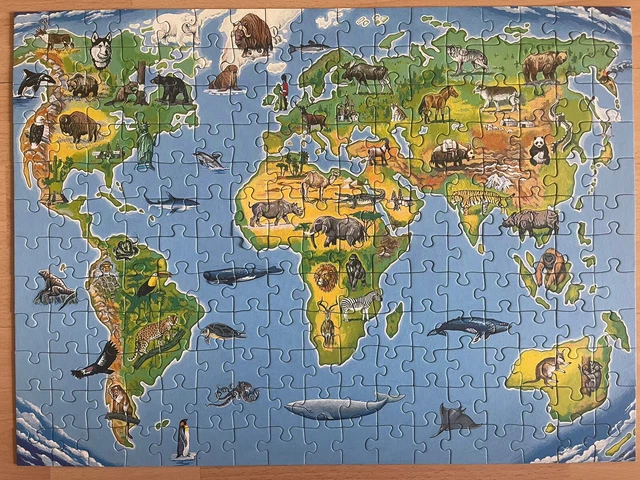 Puzzle 150 XXL Teile Tierische Weltkarte 13.287 main image 1