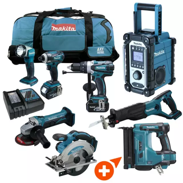 12tlg MAKITA 18V Profi Akku Werkzeug Set +DBN500 RMJ Stauchkopfnagler y1j rtj zj