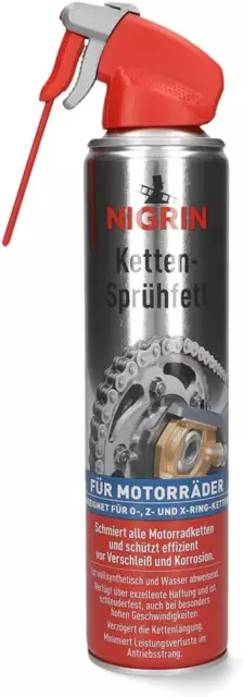 NIGRIN Ketten-Sprühfett, 400 Ml, Vollsynthetisch, Schützt Vor Verschleiß, Minimi