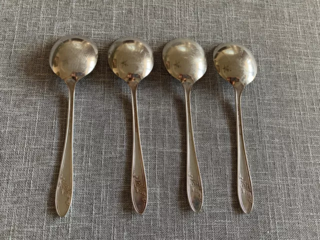 Oneida Community Tudor Plate Bridal Wreath Silverplate Flatware Soup Spoon Lot 4 2