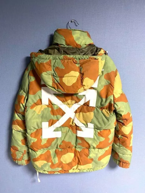 OFF-WHITE DOWN JACKET Camouflage Hoodie Size S Japan Used Rare Good ...