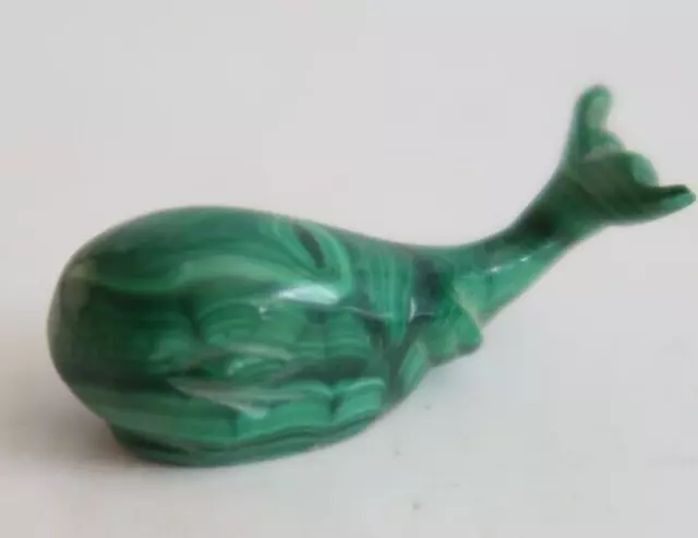Small Whale Moby Dick Green Stone Malachite Animal Figurine Statue Sculpture 2"