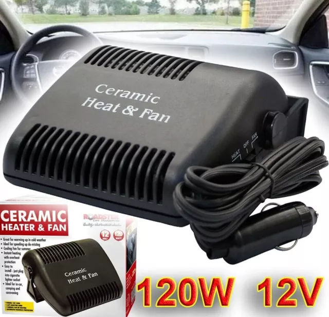 12V Ceramic Car Heater & Fan 2in 1 Defroster Demister Cooler Dryer 120W Portable