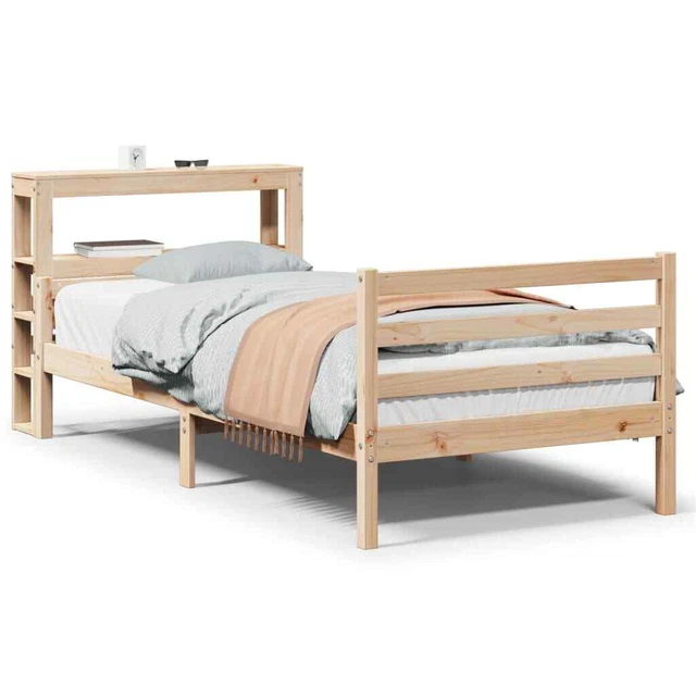 BED FRAME WITH Headboard 90x190 cm Single Solid Wood Pine £269.31 ...