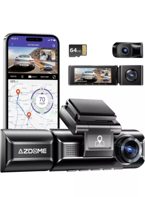 AZDOME M550 64GB 3 Lens 3 Channel 4K Dash Camera