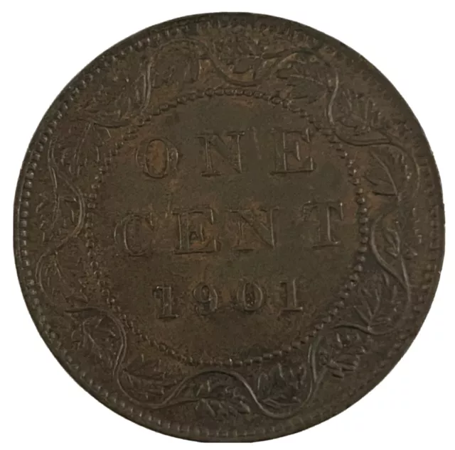 1901 Canada Large Cent One Coin Rare Canadian 1 Penny Queen Victoria Bronze KM#7