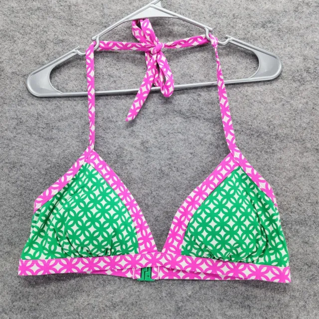 Boden Bikini Top Womens 12 Green Pink Swimwear