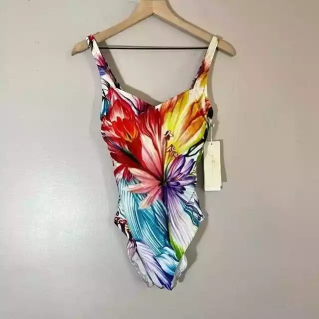 Gottex Spring Embrace One-Piece Swimsuit Floral Print Classic Women's Size 6 NWT 2