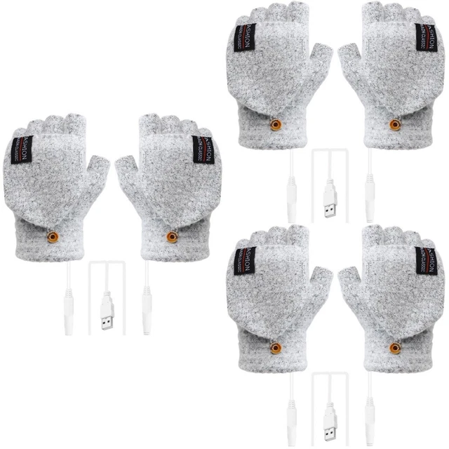 1 Paia Pugni Termici Invernali Elastici Comodi USB Riscaldati