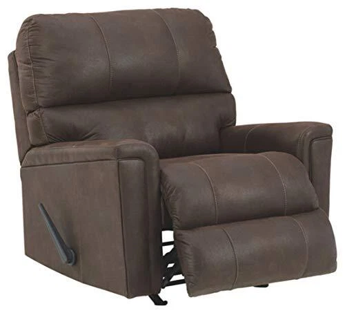 Navi Faux Leather Modern Manual Rocker Recliner Brown