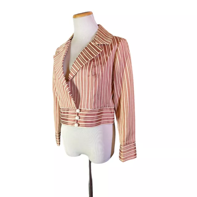 VINTAGE 1960S JEAN of California Cropped Striped Jacket Rose Gold Cream ...