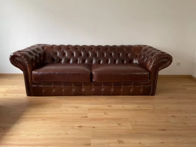 Chesterfield Braune Leder Couch /Sofa , 4Sitzer