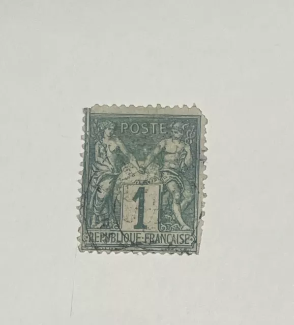 98 - FRANCE Timbre SAGE Type I N°61 1c Vert   Obl BdP  1876 YT  125 €