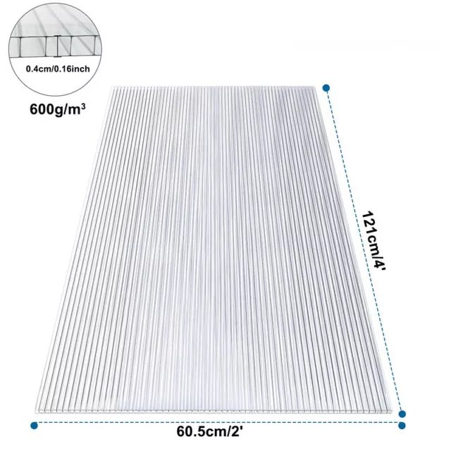 14x Polycarbonat Doppelstegplatten 4mm Gewächshaus Hohlkammerplatten Transparent 2