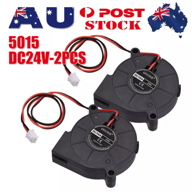 2X Black Creality 3D Brushless Cooling Fan 5015 24V Ultra Quiet Turbo Blower S