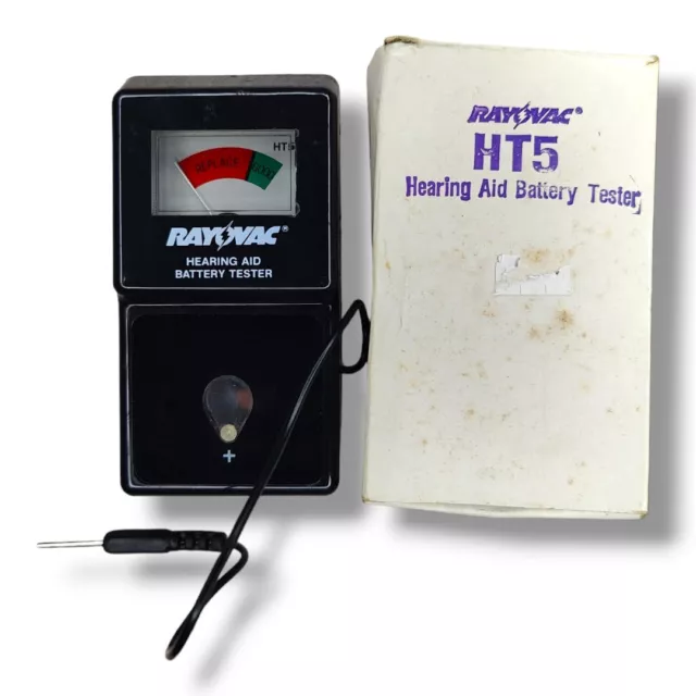 Audífono vintage RAYOVAC probador de batería modelo HT5 en caja original