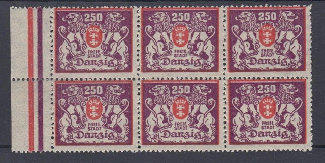 Danzig 143 6er Block Großes Staatswappen 250 M postfrisch /1