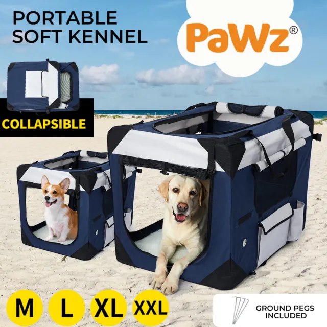 Pawz Pet Soft Crate Dog Cat Carrier Travel Cage Folding Kennel Metal Frame Large