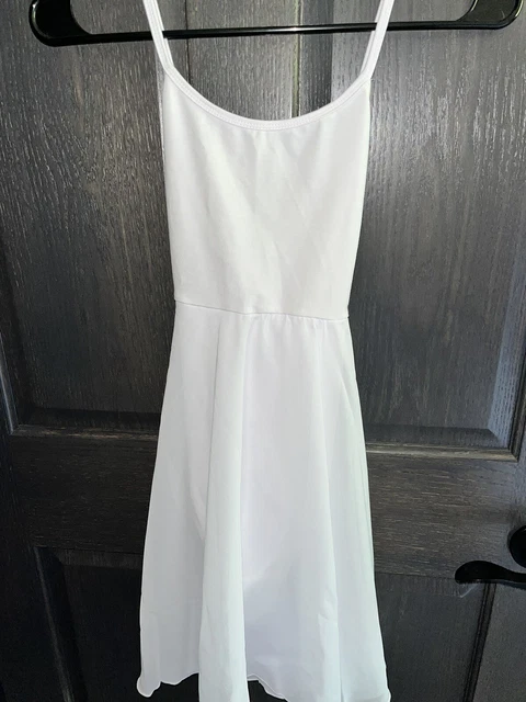 White Cross Strap Ballet Leotard With Chiffon Skirt  Size 14/15 Kids