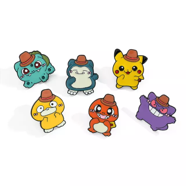 6Pcs Pokémon Psyduck Pikachu Metal Alloy Pin Badge Cute Cartoon Brooch Decors